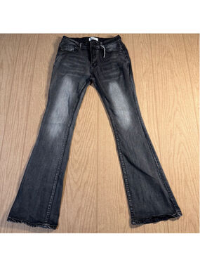 Bamboo Jeans Women’s Size 11 Black Flare Bell Bottom High Rise Stretch Denim
